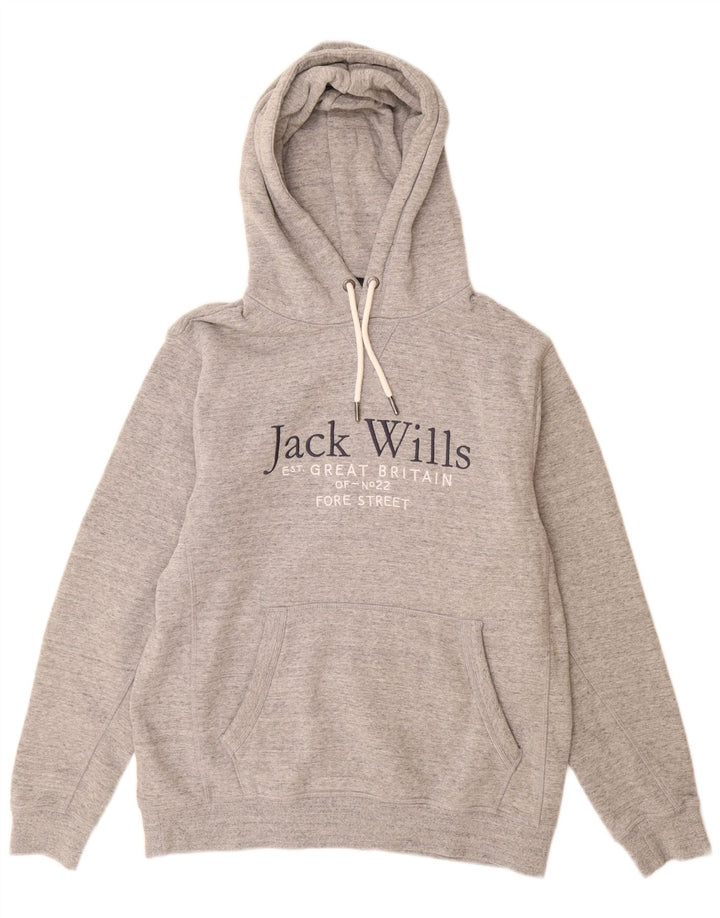 Męski sweter z kapturem Jack Wills z grafiką, średnioszary, bawełniany w cętki
