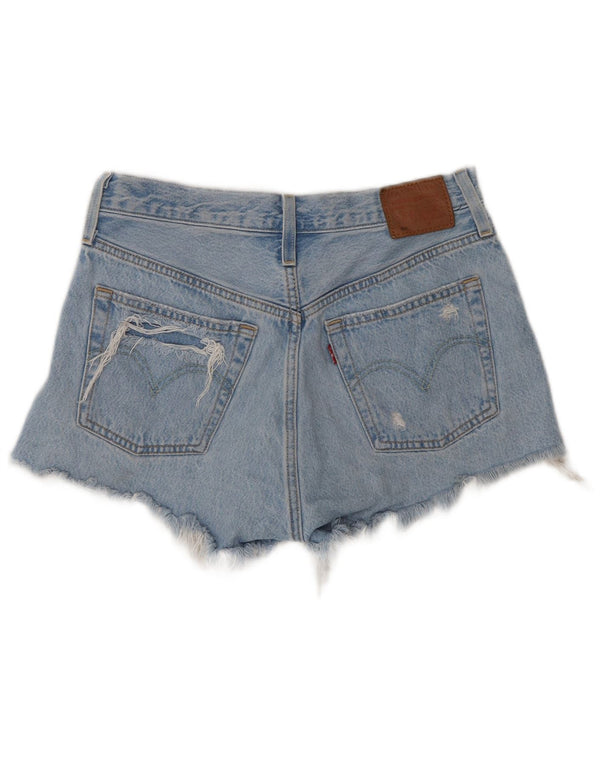 Damskie spodenki jeansowe Levi's 501 z wysokim stanem W27, małe, niebieskie, bawełniane