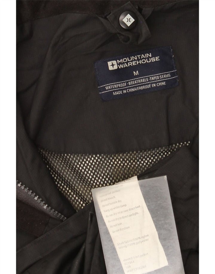 Męska kurtka przeciwdeszczowa z kapturem Mountain Warehouse UK 38, średni czarny nylon