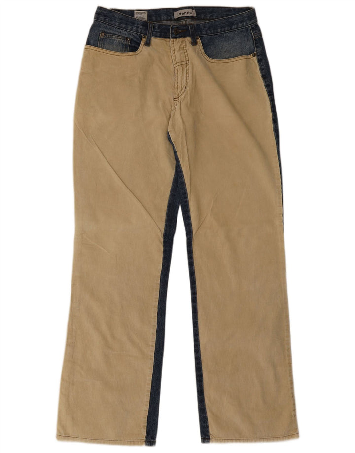 Identyczne męskie jeansy Bootcut W33 L34 Beżowa bawełna z blokami kolorów