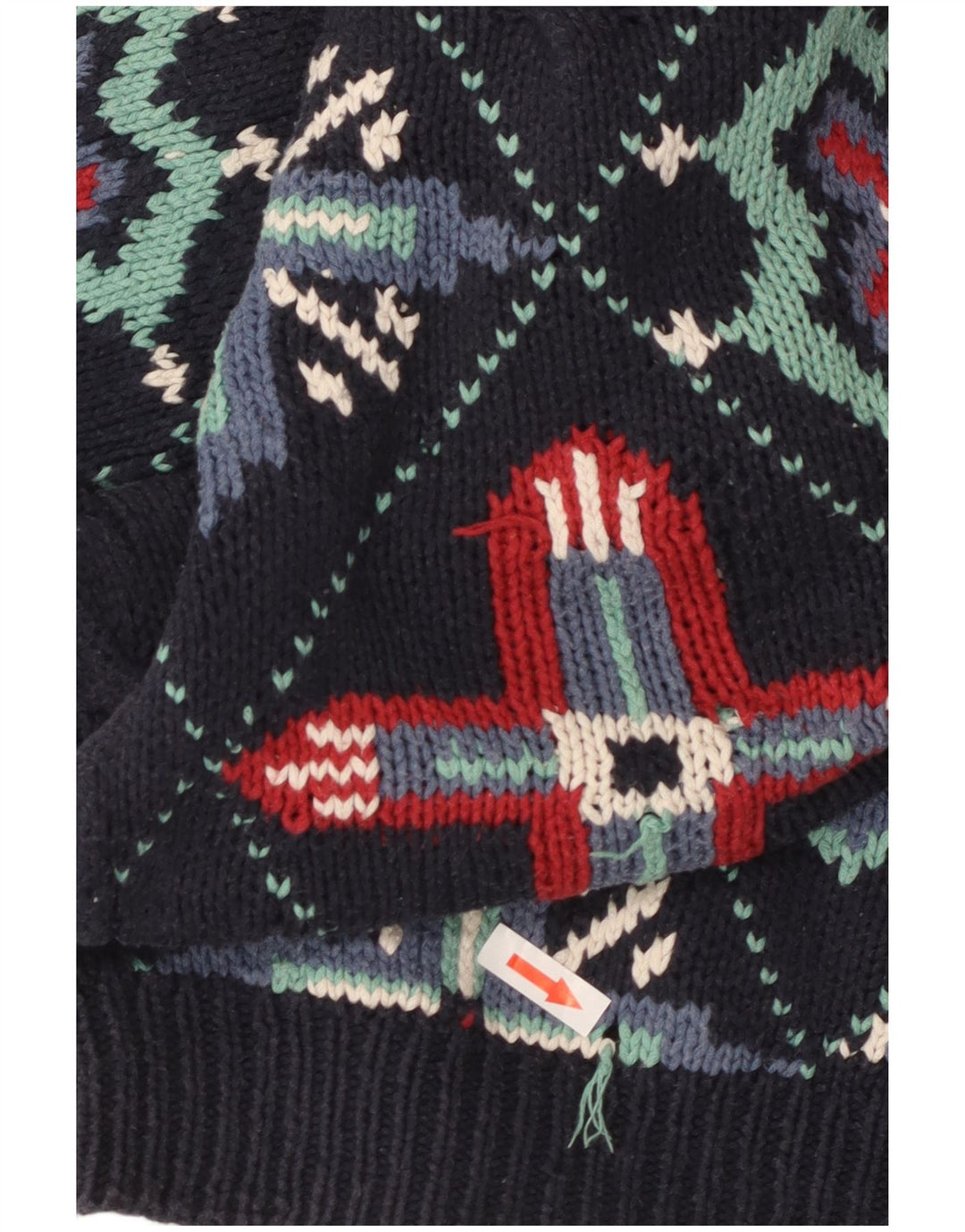 Sweter damski S.Moritz z dekoltem w kształcie litery V, UK 16, duży, granatowy, bawełniany