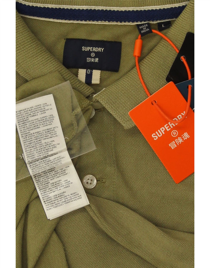 Męska koszulka polo SUPERDRY, duża, zielona, bawełniana