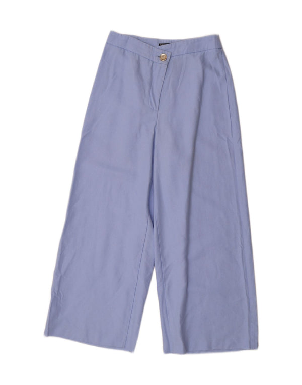 ZARA Womens Wide Leg Cropped Trousers XS W25 L24 Blue Lyocell