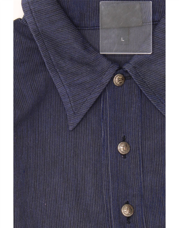 TRUSSARDI Mens Polo Shirt Large Navy Blue Vintage Trussardi and Second-Hand Trussardi from Messina Hembry 