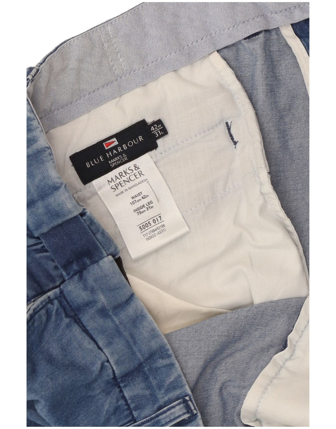 Marks & Spencer Męskie niebieskie dżinsy Harbor Straight W42 L28 Niebieskie bawełniane