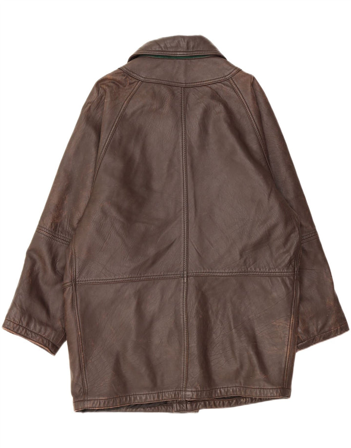 MARCOS Męski płaszcz skórzany IT 50 Duża brązowa skóra