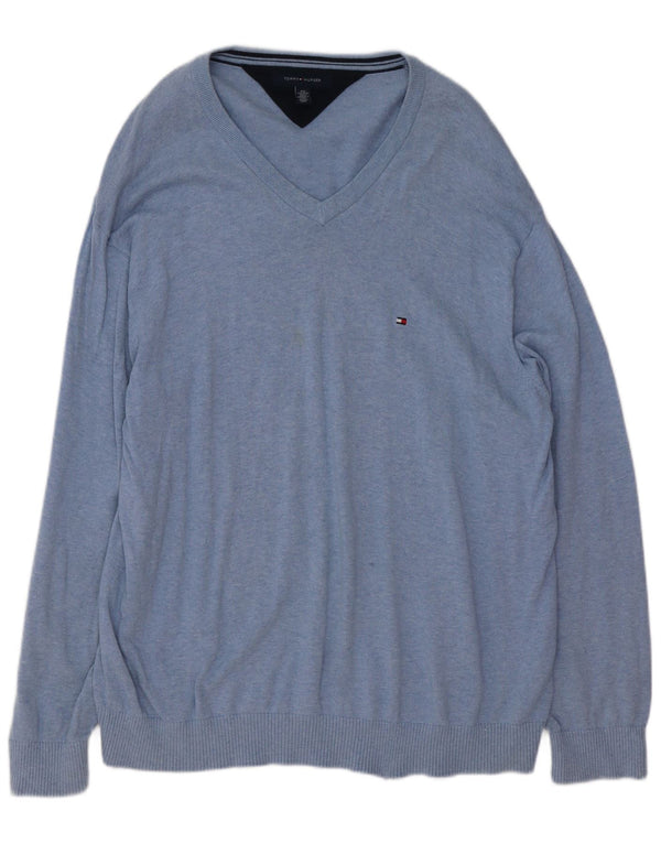Męski sweter Tommy Hilfiger z dekoltem w kształcie litery V, 2XL, niebieski