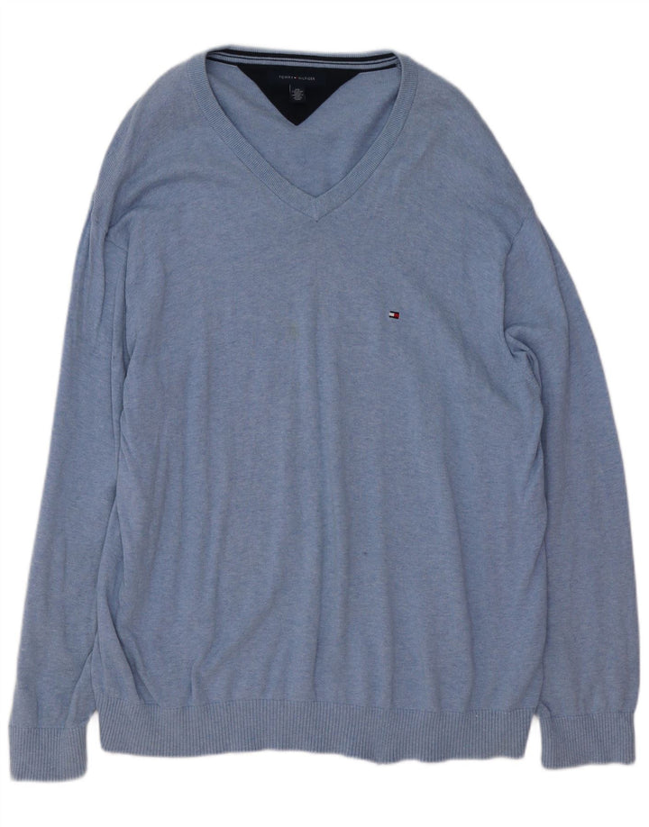 Męski sweter Tommy Hilfiger z dekoltem w kształcie litery V, 2XL, niebieski