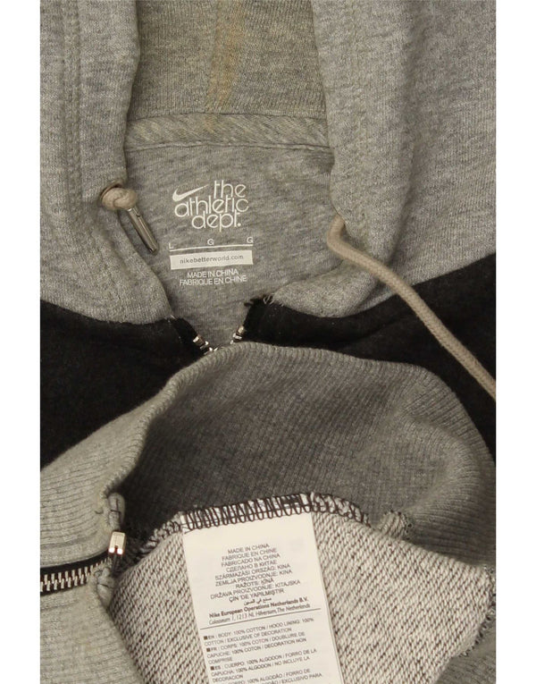 Męski sweter z kapturem i zamkiem błyskawicznym Nike, duży, szary, bawełniany