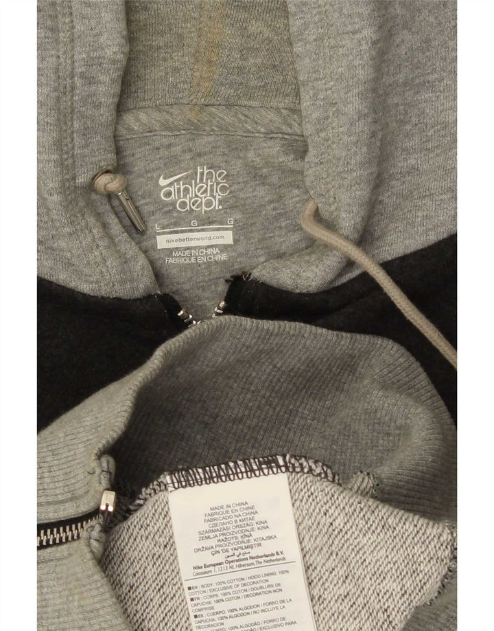 Męski sweter z kapturem i zamkiem błyskawicznym Nike, duży, szary, bawełniany