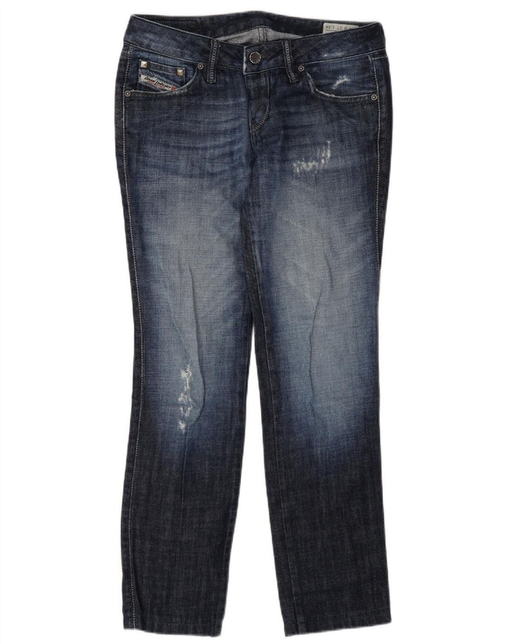 Diesel Damskie Cuddy Distressed Slim Jeans W27 L30 Niebieskie bawełniane