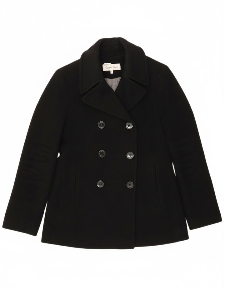 Płaszcz damski Calvin Klein Pea Coat UK 4, mały, czarny, wełniany