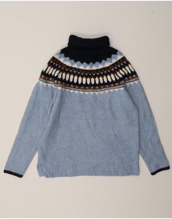 Marks & Spencer Damski sweter z golfem UK 6 XS Niebieski Fair Isle