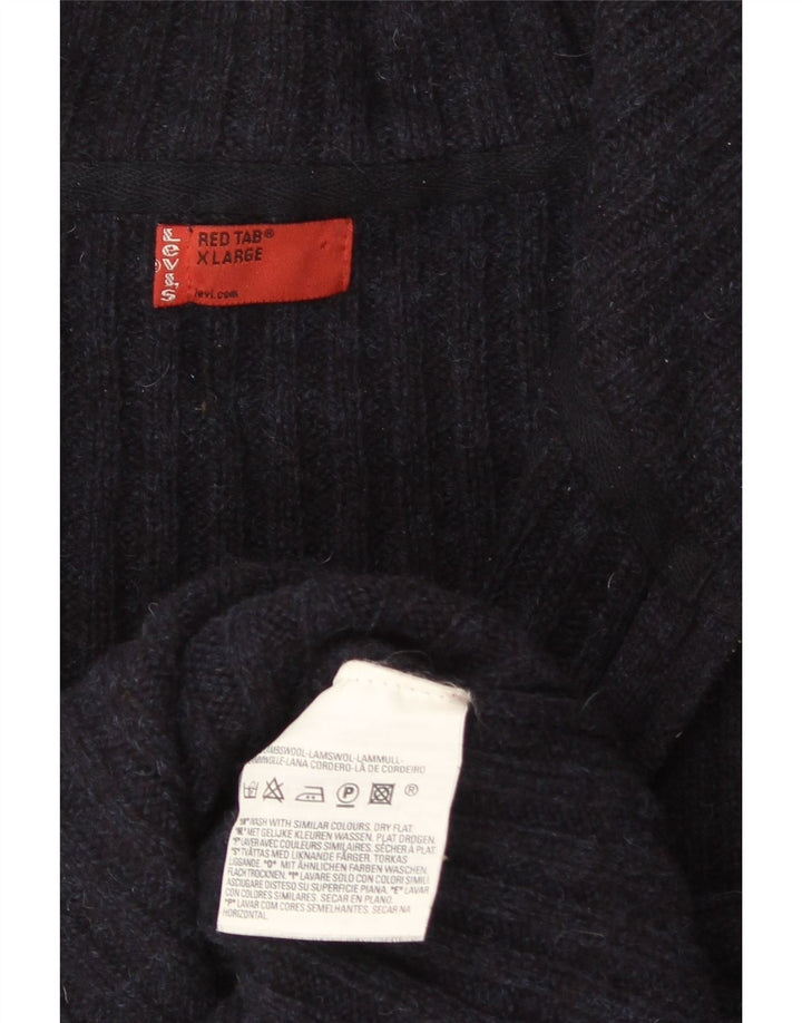 Męski sweter rozpinany Levi's XL granatowy z owczej wełny