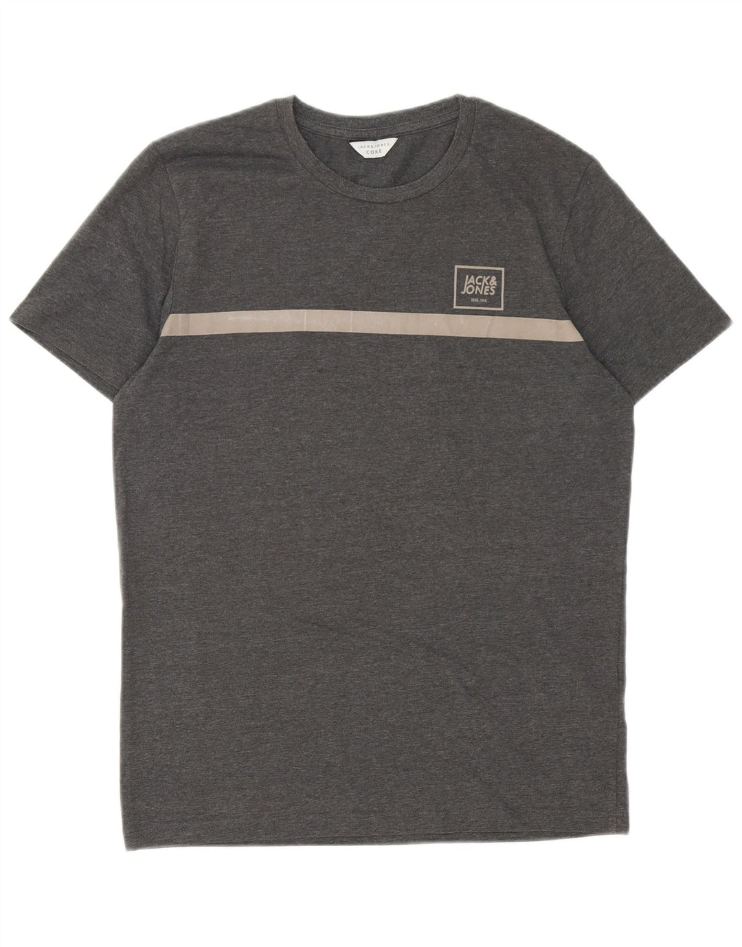 T-shirt męski Jack & Jones, mały, szary, bawełniany z blokami kolorów