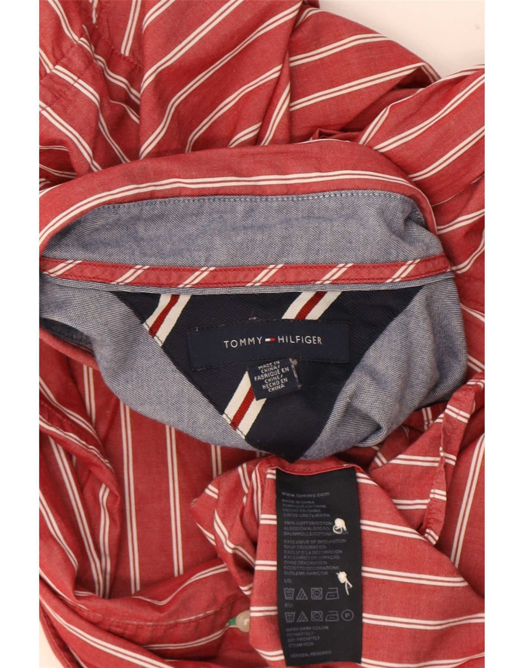 Koszula męska Tommy Hilfiger, bawełniana w średnie czerwone prążki
