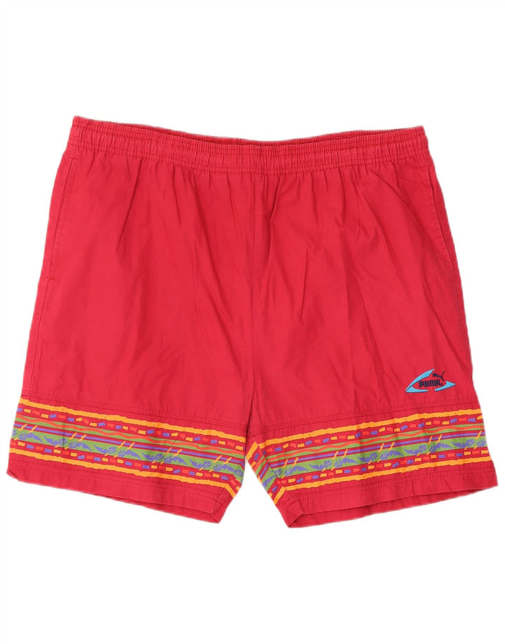 Męskie spodenki sportowe Puma, duże, czerwone, geometryczne, bawełniane