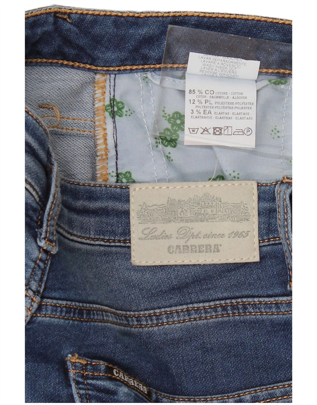 Damskie jeansy Carrera Crop Slim W30 L25 Granatowa bawełna