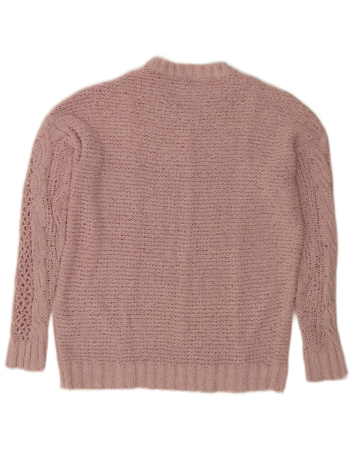 Marks & Spencer Damski sweter oversize z okrągłym dekoltem, UK 10, mały, różowy