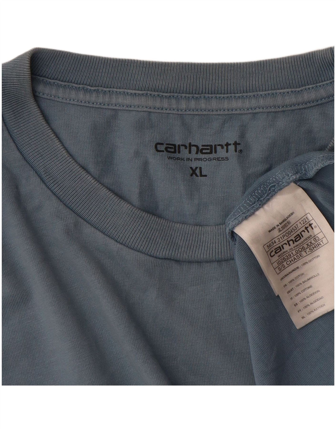 T-shirt męski Carhartt, top XL, niebieska bawełna