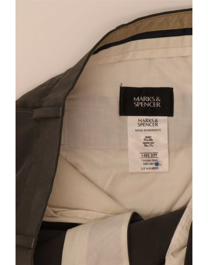 Męskie spodnie garniturowe Marks & Spencer W38 L31 Szary Lyocell