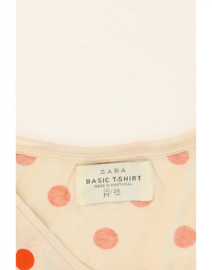 T-shirt damski Zara Top UK 12 Medium Off White w kropki