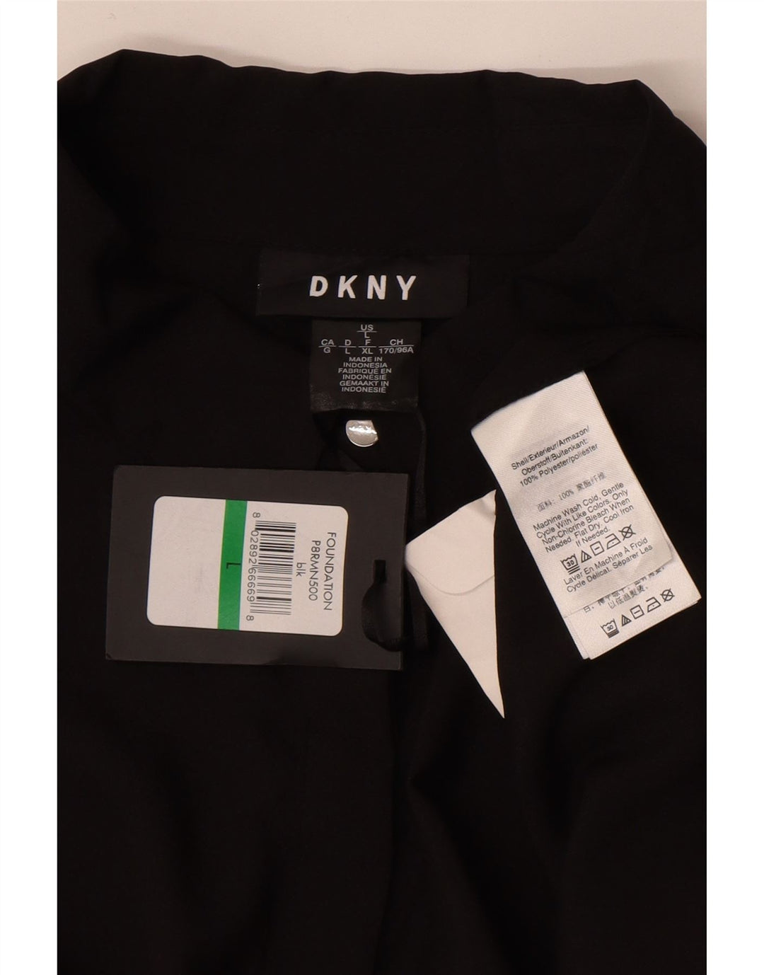 Damska bluzka koszulowa Dkny UK 16, duża, czarna, poliester