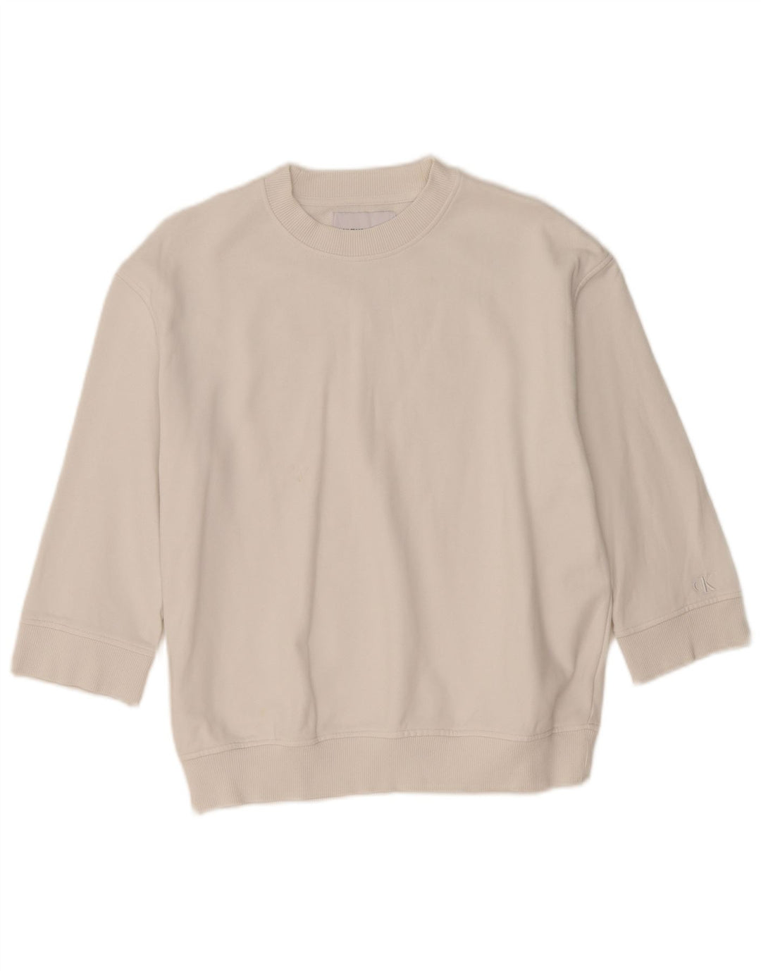 Damska bluza z rękawem 3/4 Calvin Klein Jeans, UK 14, średnia biel