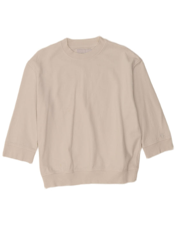Damska bluza z rękawem 3/4 Calvin Klein Jeans, UK 14, średnia biel