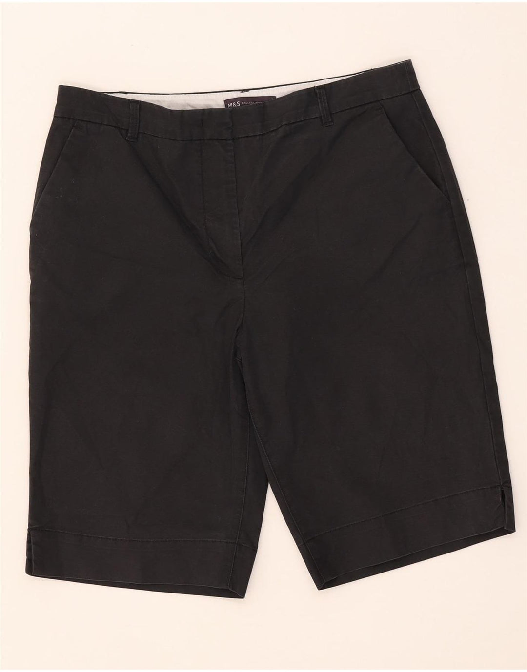 Marks & Spencer Damskie spodenki Chino UK 12 Medium W32 Czarne bawełniane