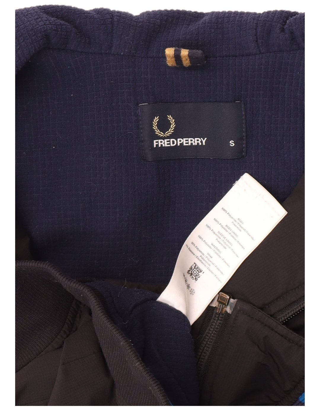 Męska kurtka bomber z kapturem Fred Perry UK 36, mała czarna, poliamid