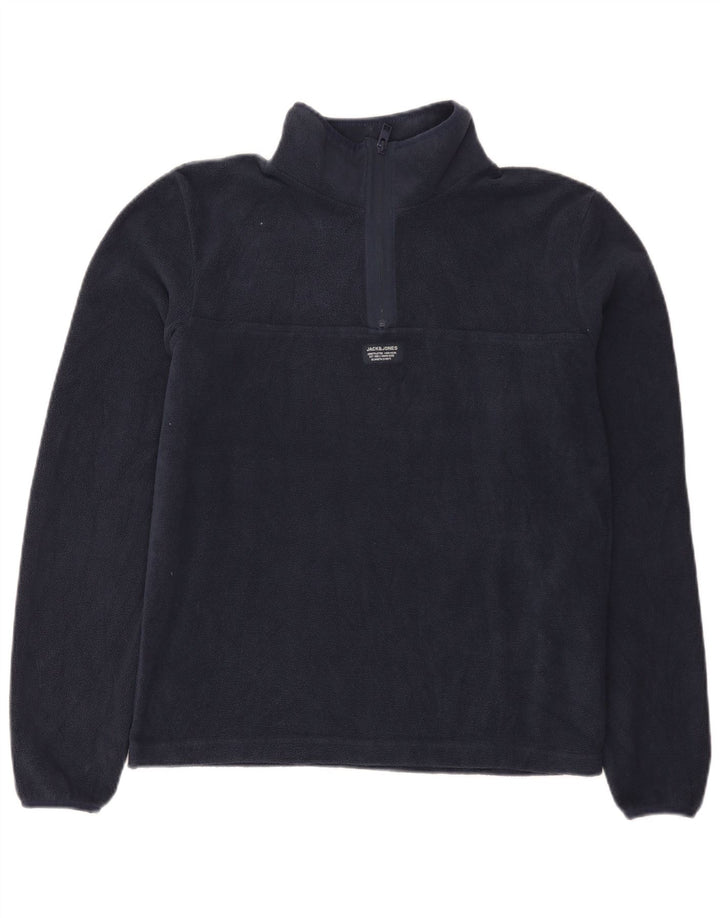 Męski sweter polarowy Jack & Jones z zamkiem błyskawicznym, mały, granatowy, poliester