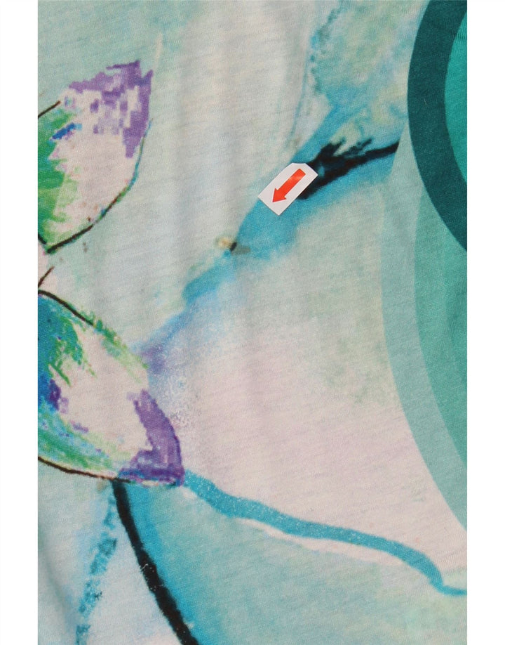 DESIGUAL Damska bluzka Batwing Top UK 10 Small Blue w kwiatowe wiskozy