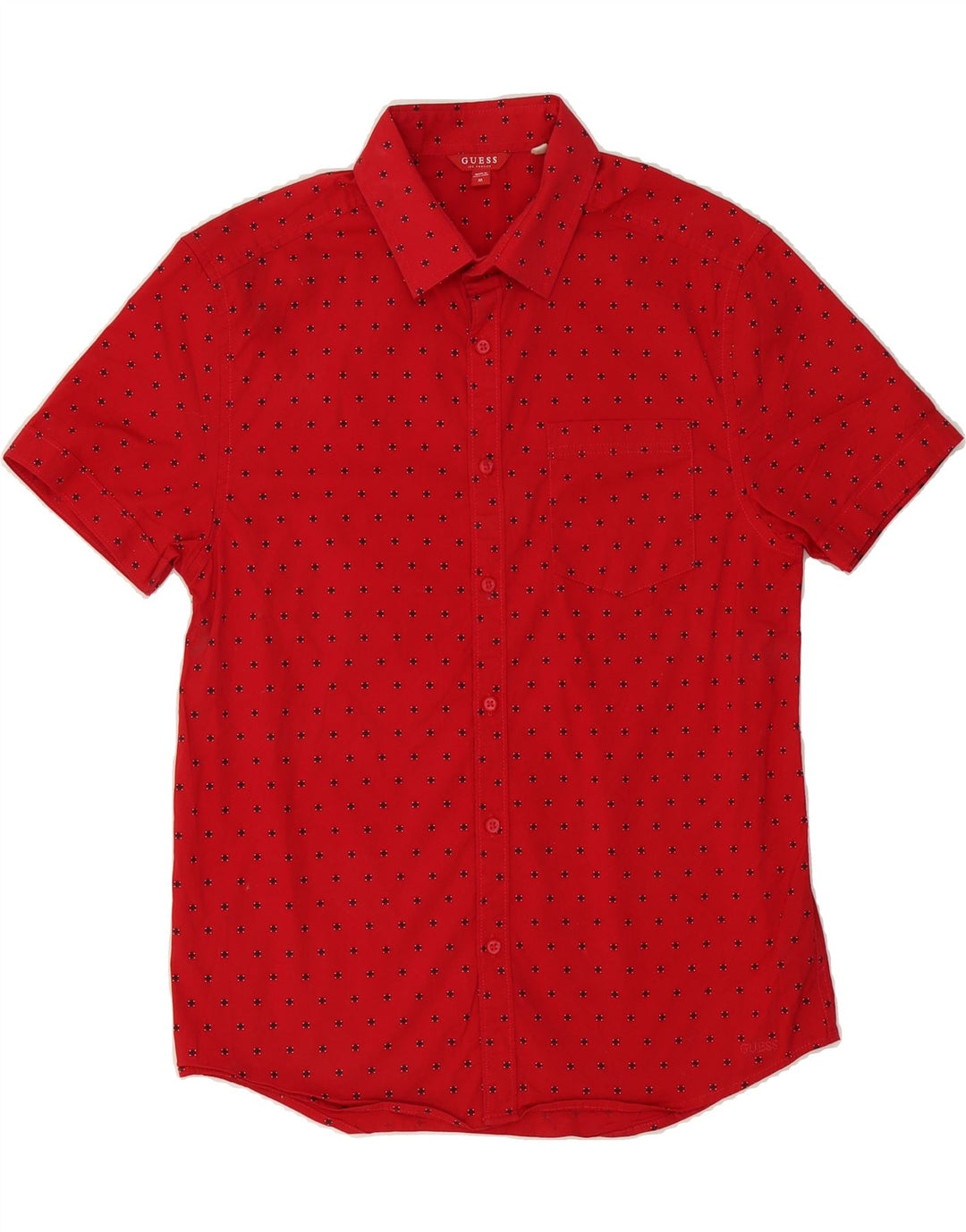 GUESS Mens Short Sleeve Shirt Medium Red Spotted Cotton Vintage Guess and Second-Hand Guess from Messina Hembry 
