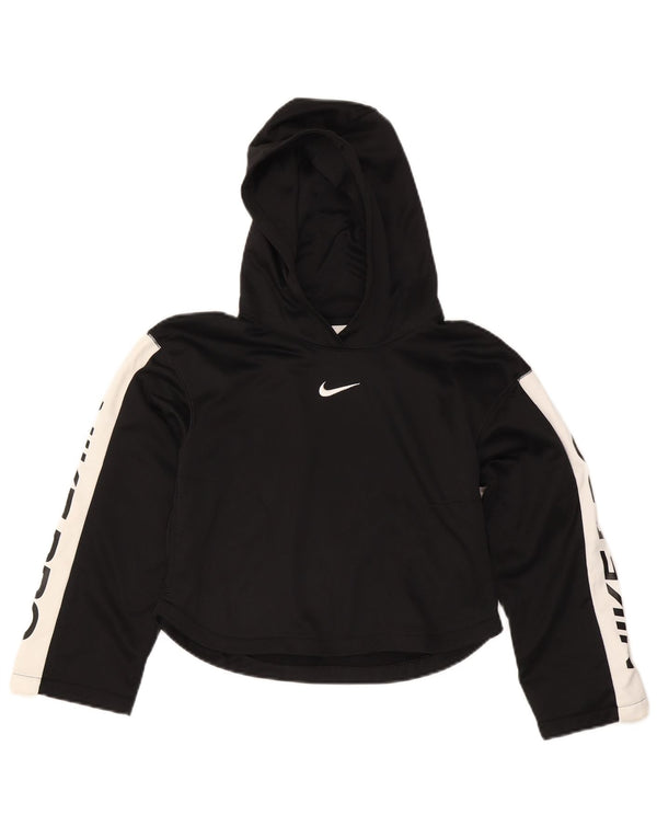 Dziewczęca bluza z kapturem Nike z grafiką, 12-13 lat, duża, czarna, z blokami kolorów