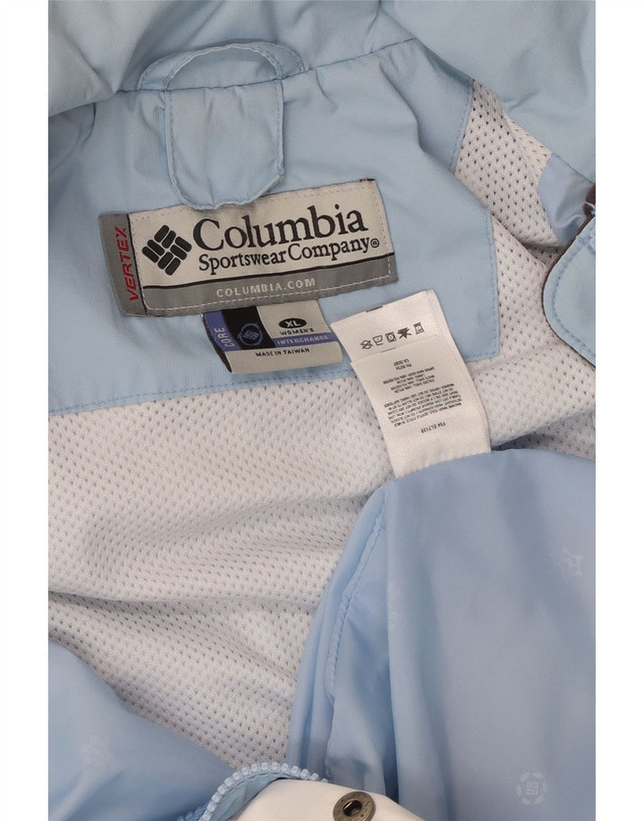 Damska kurtka przeciwdeszczowa COLUMBIA oversize z kapturem UK 18 XL w kolorze niebieskim