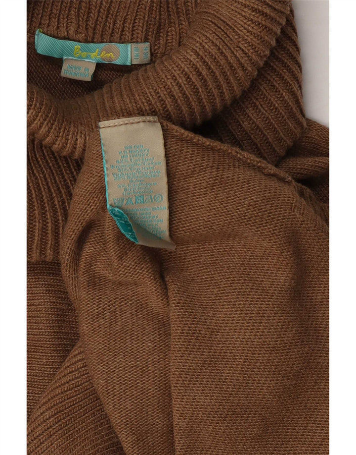 Damski sweter oversize Boden z golfem UK 10, mały, brązowy, bawełniany