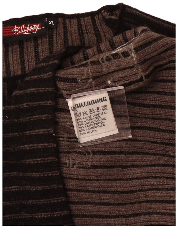 Damski sweter Billabong z dekoltem w łódkę UK 18 XL Czarna wełna owcza w paski