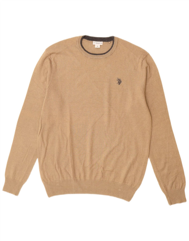 US Polo Assn. Męski sweter z okrągłym dekoltem, średni beż