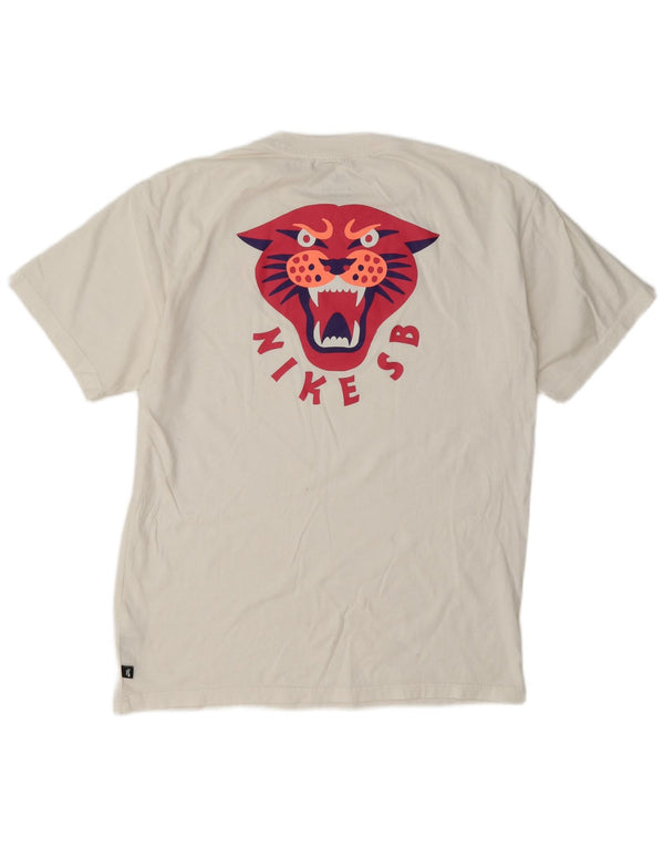 Męski T-shirt z grafiką Nike SB Panther o luźnym kroju, mały, biały, bawełniany