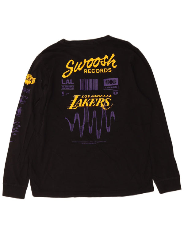 Męskie koszulki z grafiką Nike Los Angeles Lakers z długim rękawem, duże, czarne, bawełniane