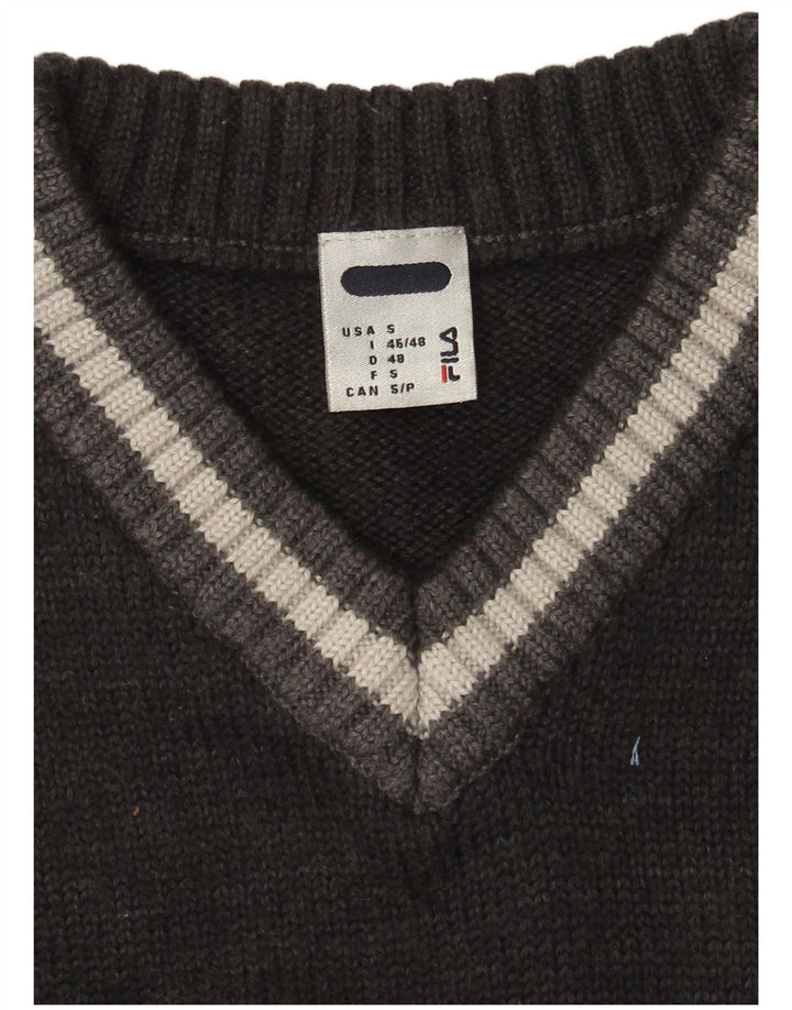 Męski sweter Fila z dekoltem w kształcie litery V, mały szary