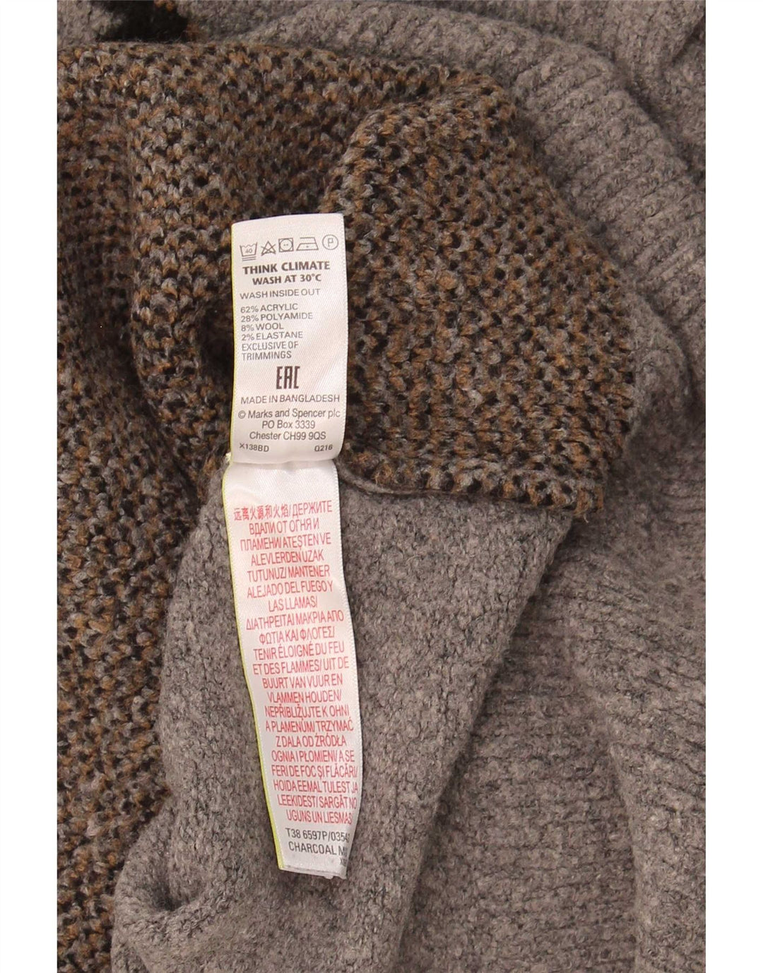 Marks & Spencer Damski sweter z golfem, UK 18 XL, szary