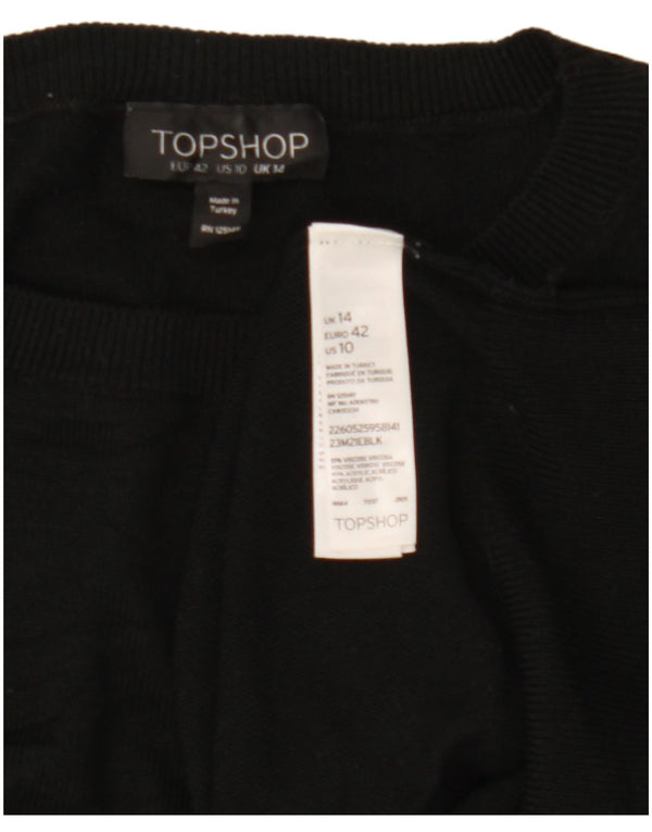 Topshop Womens Crew Neck Jumper Sweater UK 14 Large Black Viscose