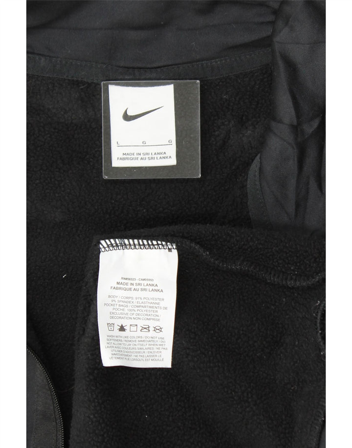 NIKE Womens Zip Neck Sweatshirt Jumper UK 16 Large Black Polyester Vintage Nike and Second-Hand Nike from Messina Hembry 