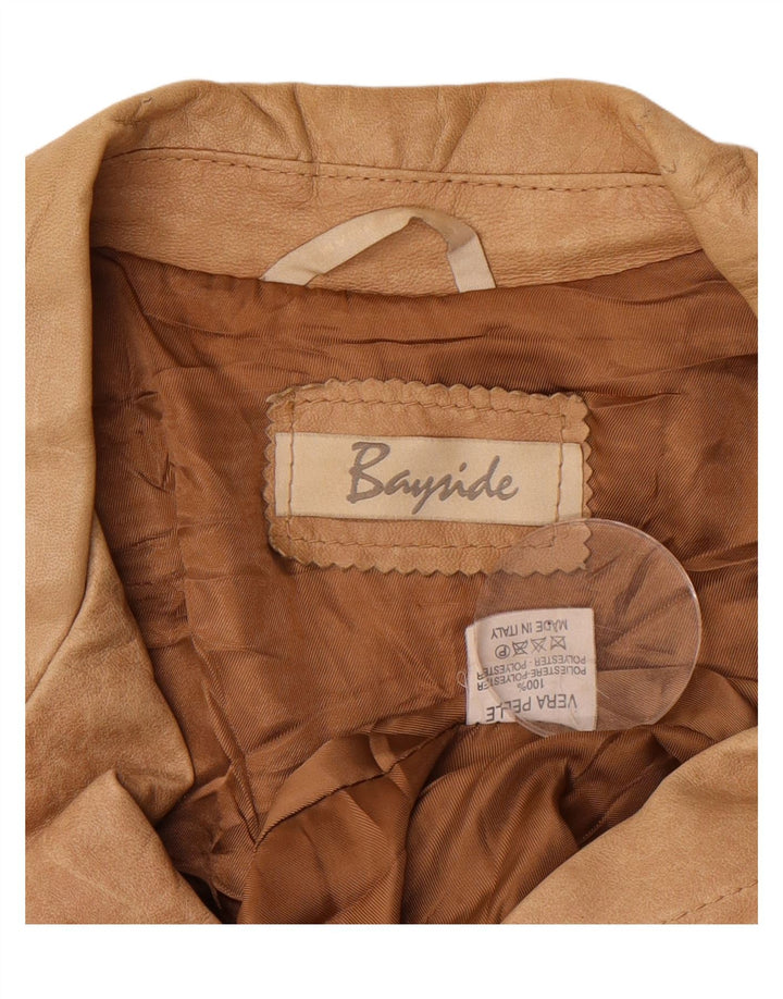 BAYSIDE Womens Crop Leather Jacket UK 12 Medium Brown Leather Vintage Bayside and Second-Hand Bayside from Messina Hembry 