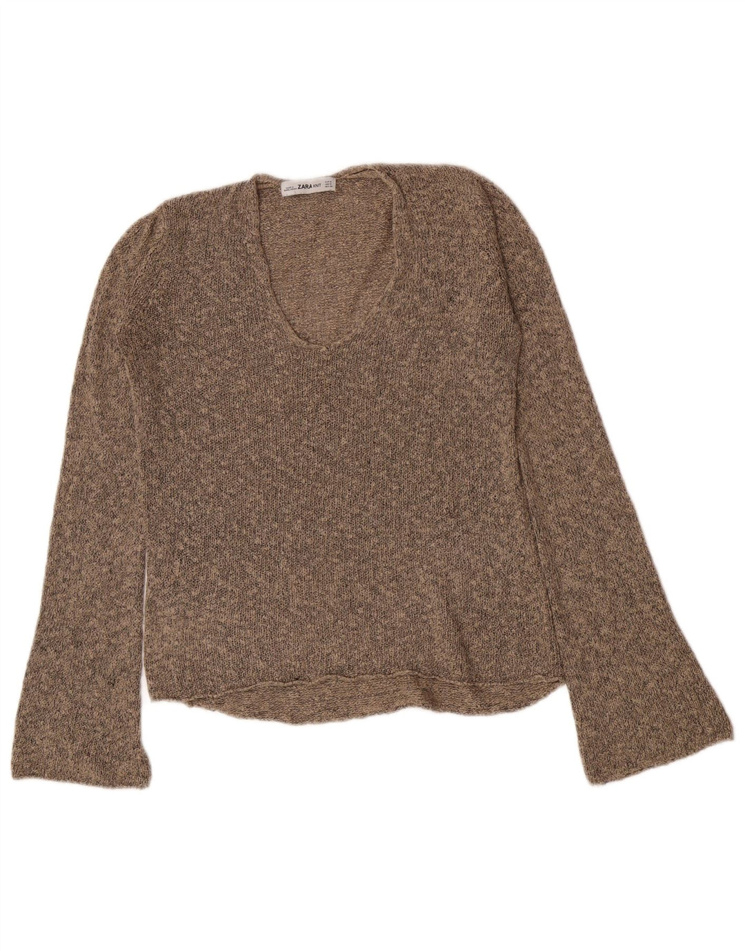 Sweter damski Zara z dekoltem w kształcie litery V, UK 10, mały brązowy