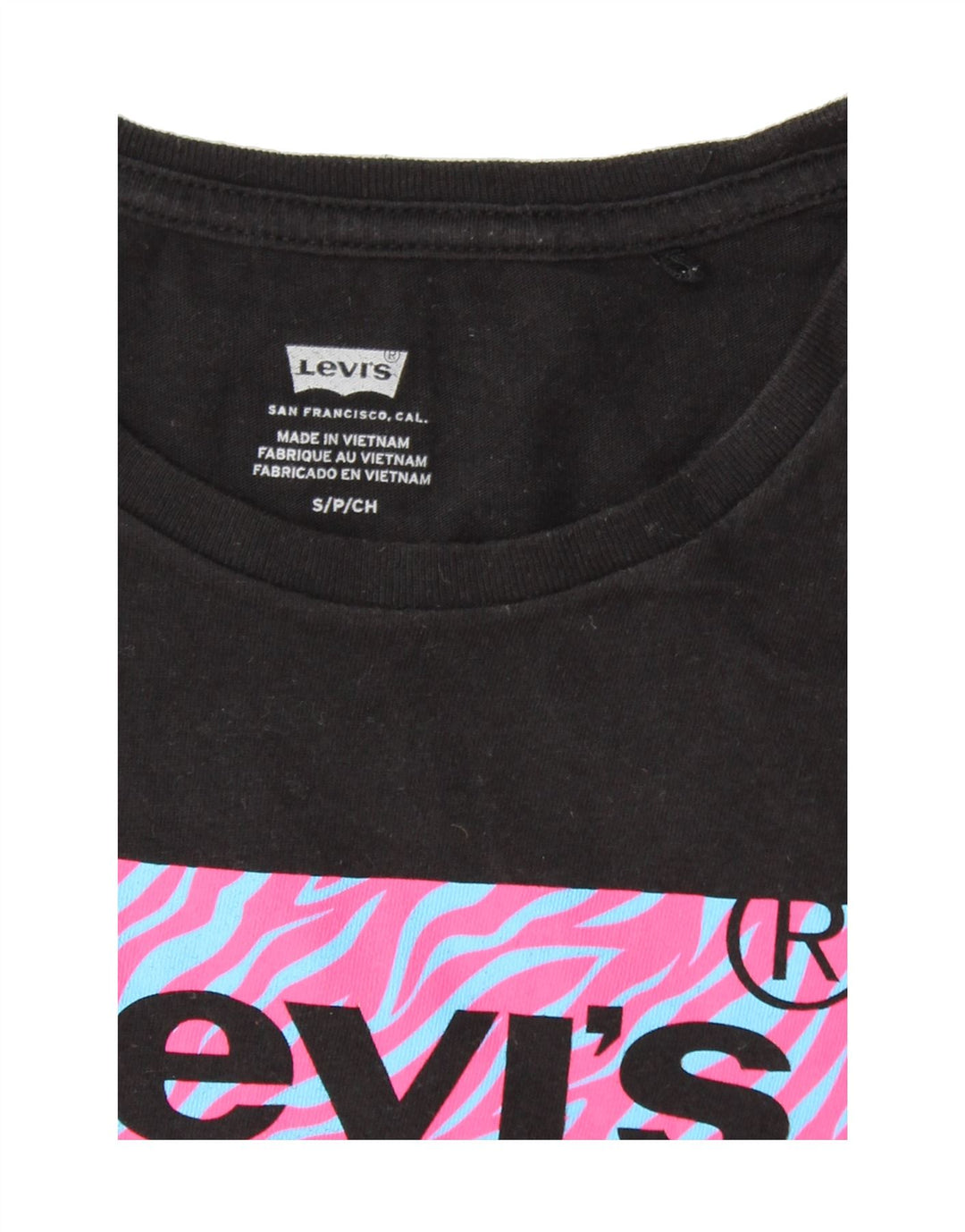 LEVI'S Womens Graphic T-Shirt Top UK 8 Small Black Vintage Levi's and Second-Hand Levi's from Messina Hembry 