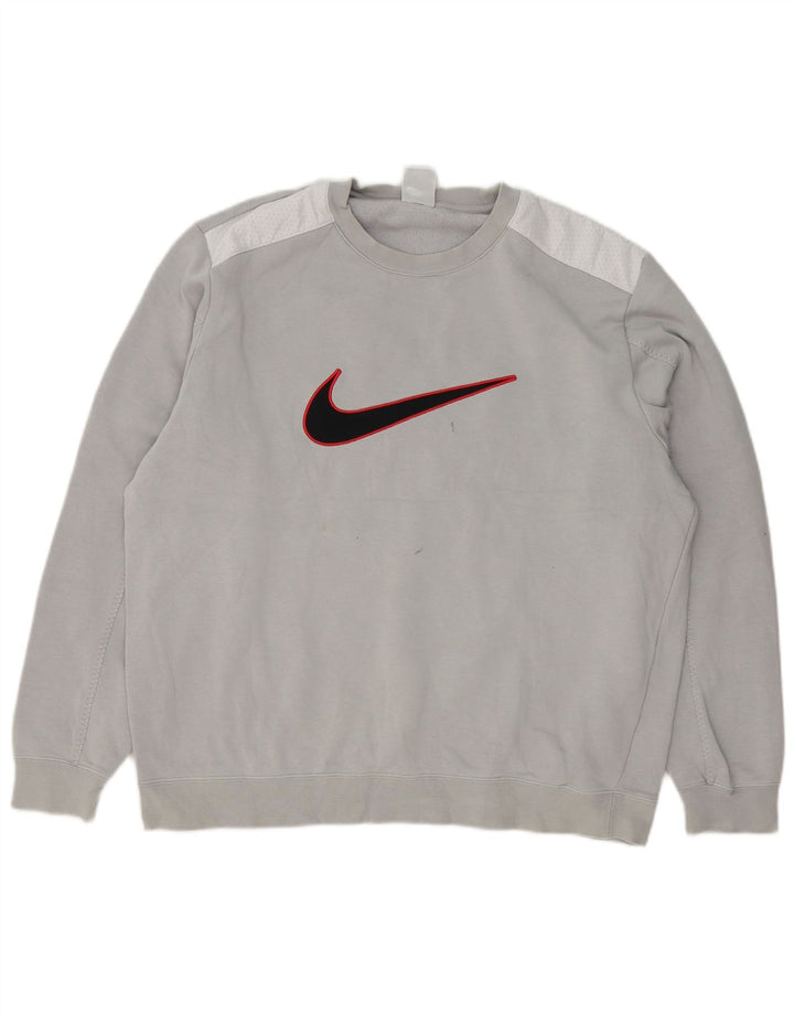 Męska bluza Nike z grafiką, duża, szara, bawełniana z blokami kolorów