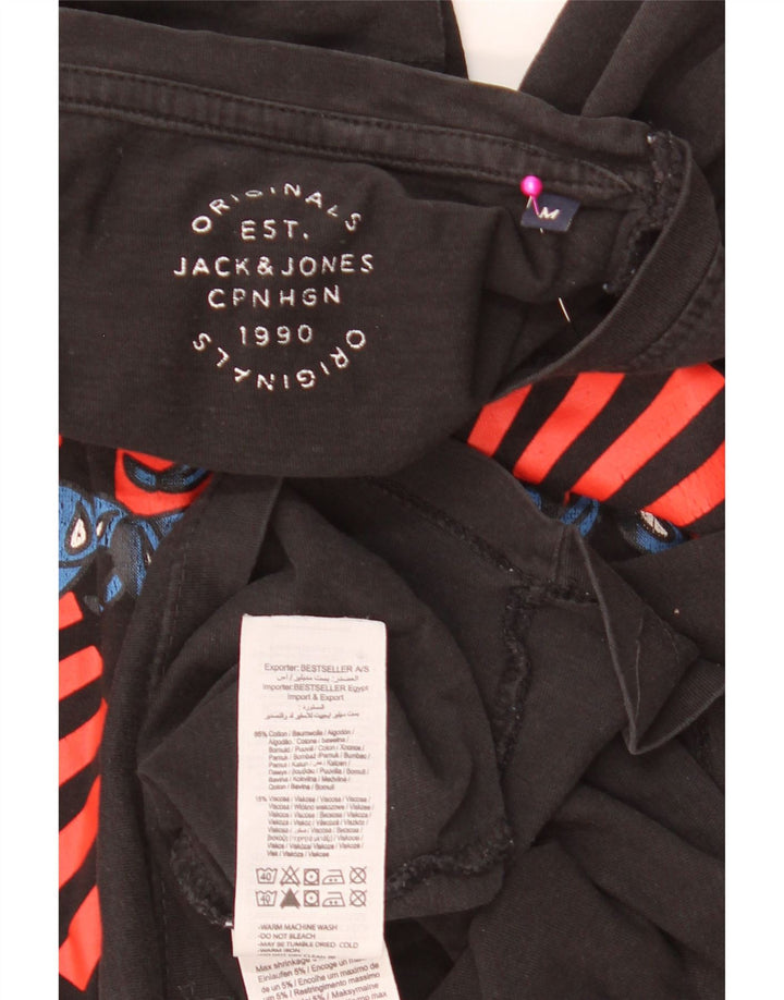 Męski T-shirt z grafiką Jack & Jones, średni czarny, bawełniany
